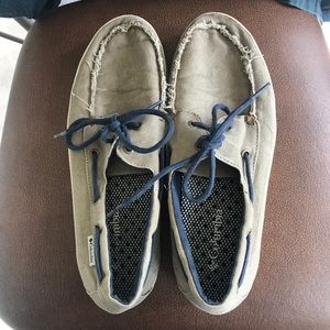 Men’s shoes Size 10 w frayed look-tan&navy